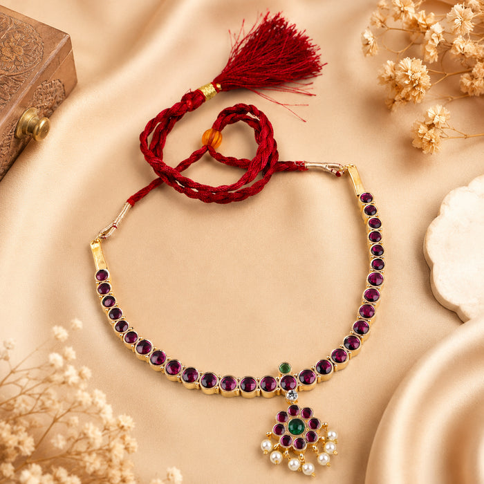 Bharatanatyam Ruby Stone Necklace